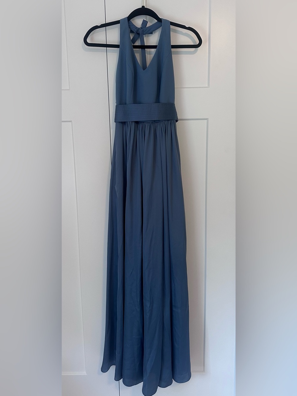 White by Vera Wang | Skirts | White By Vera Wang Slate Blue Halter Chiffon Formal Dress